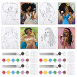 4 Pack Sip And Paint Kit For Adults,Pre Drawn Canvas For Painting Party Supplies Girls Night Games Couples Paint Art Set Sip Girl 8X10 In