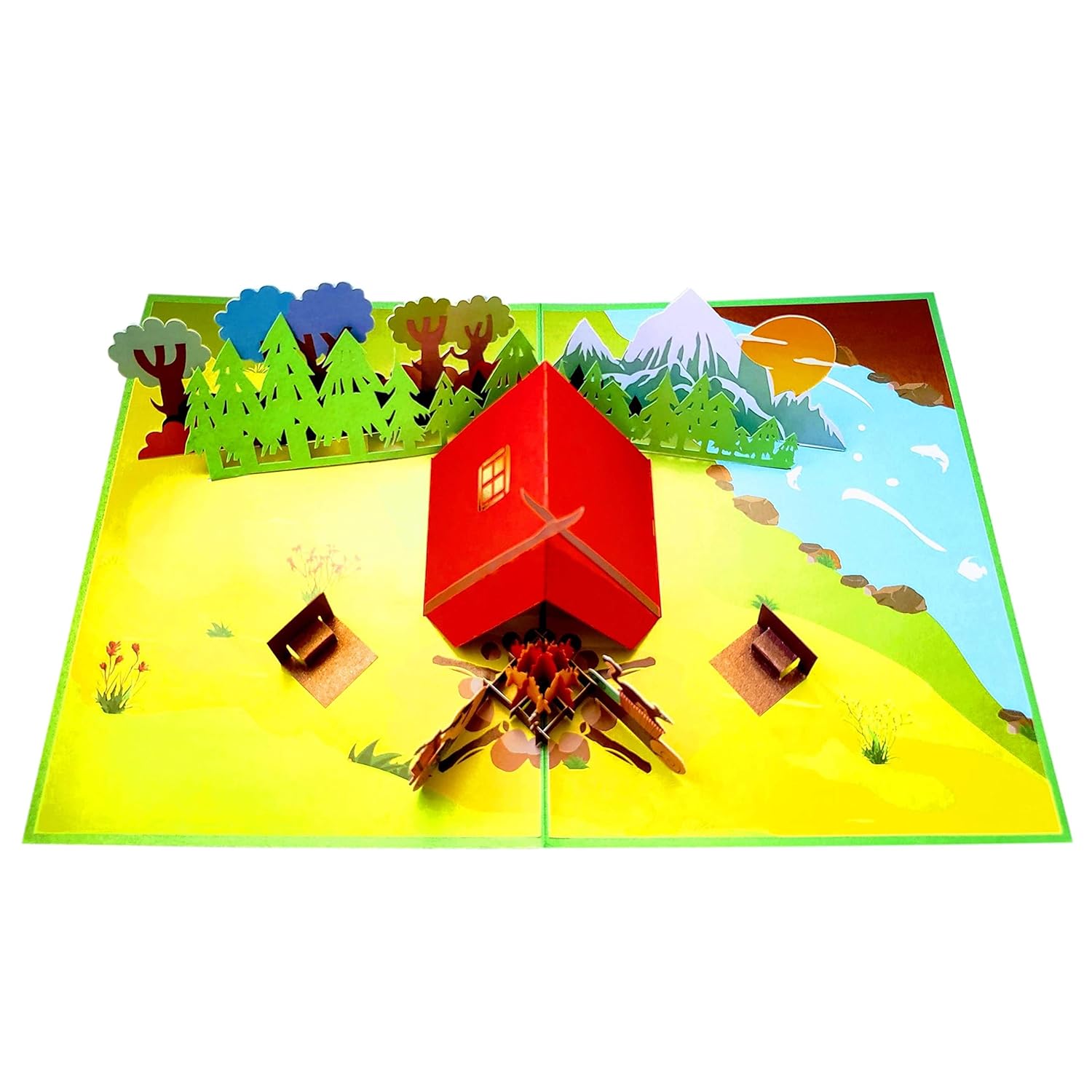 I Love Camping 3D Pop Up Greeting Card – Back To Outdoor Nature Birthday Gift, Awesome Retirement Adventure Present, Happy Family Fishing Trip, Cool Campfire Themed