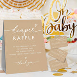 Minimalism Brown Diaper Raffle Game Kit For Baby Shower - 1 Standing Sign & 50 Tickets, Decorations For Gender Reveal, Neutral Announcement, Party Favor & Supplies -A06
