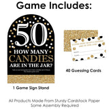 Big Dot of Happiness Adult 50th Birthday - Gold - How Many Candies Birthday Party Game - 1 Stand and 40 Cards - Candy Guessing Game