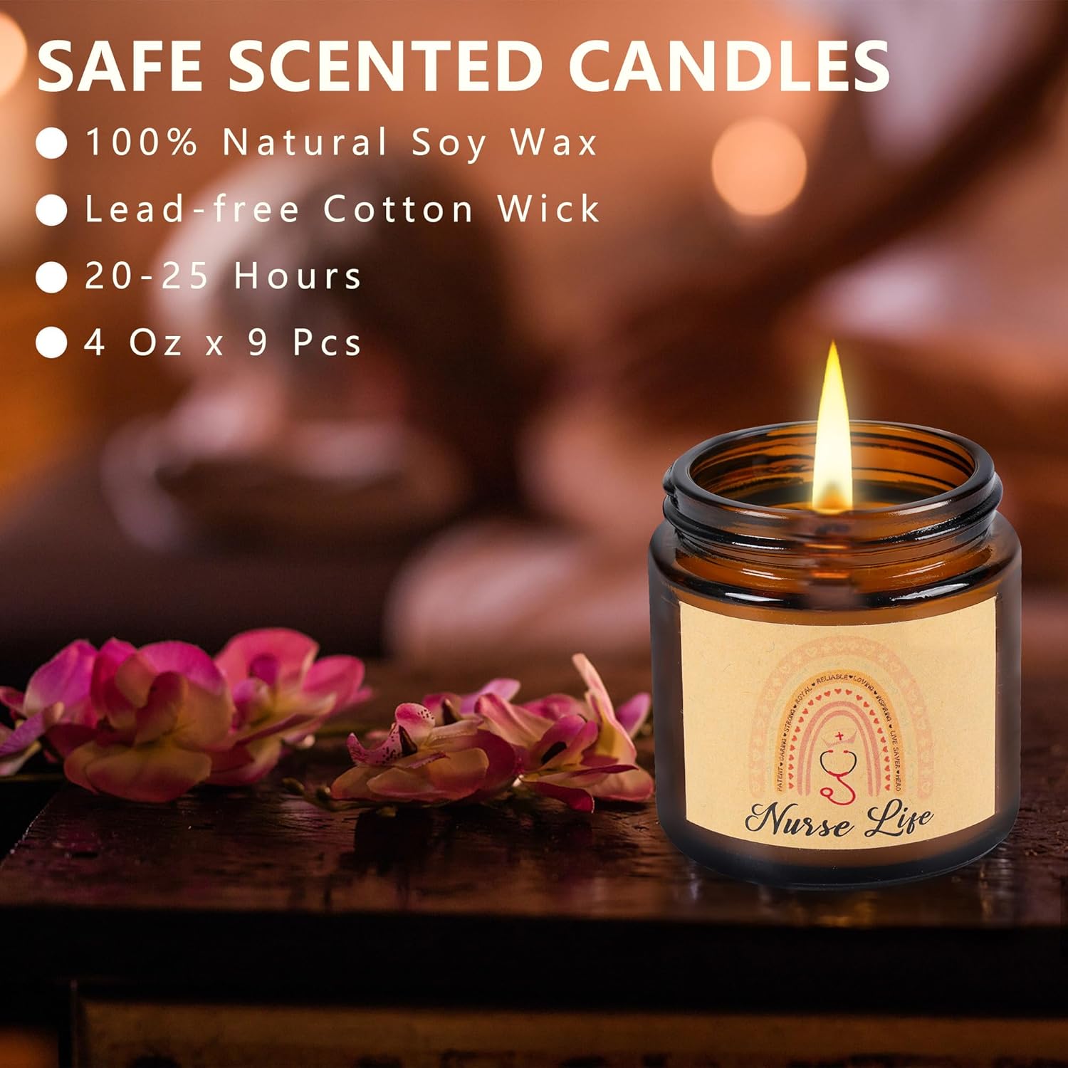 9 Pieces Nurse Appreciation Gifts Cna Week Gifts Nursing Scented Candles 3.5 Oz Soy Wax Candles For Nursing School Student, Birthday Retirement