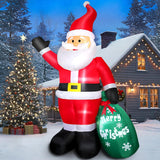 7 Ft Christmas Inflatable Santa Claus With Green Gift Bag, Blow Up Santa Claus Built-In Led Lights, Xmas Inflatable Indo