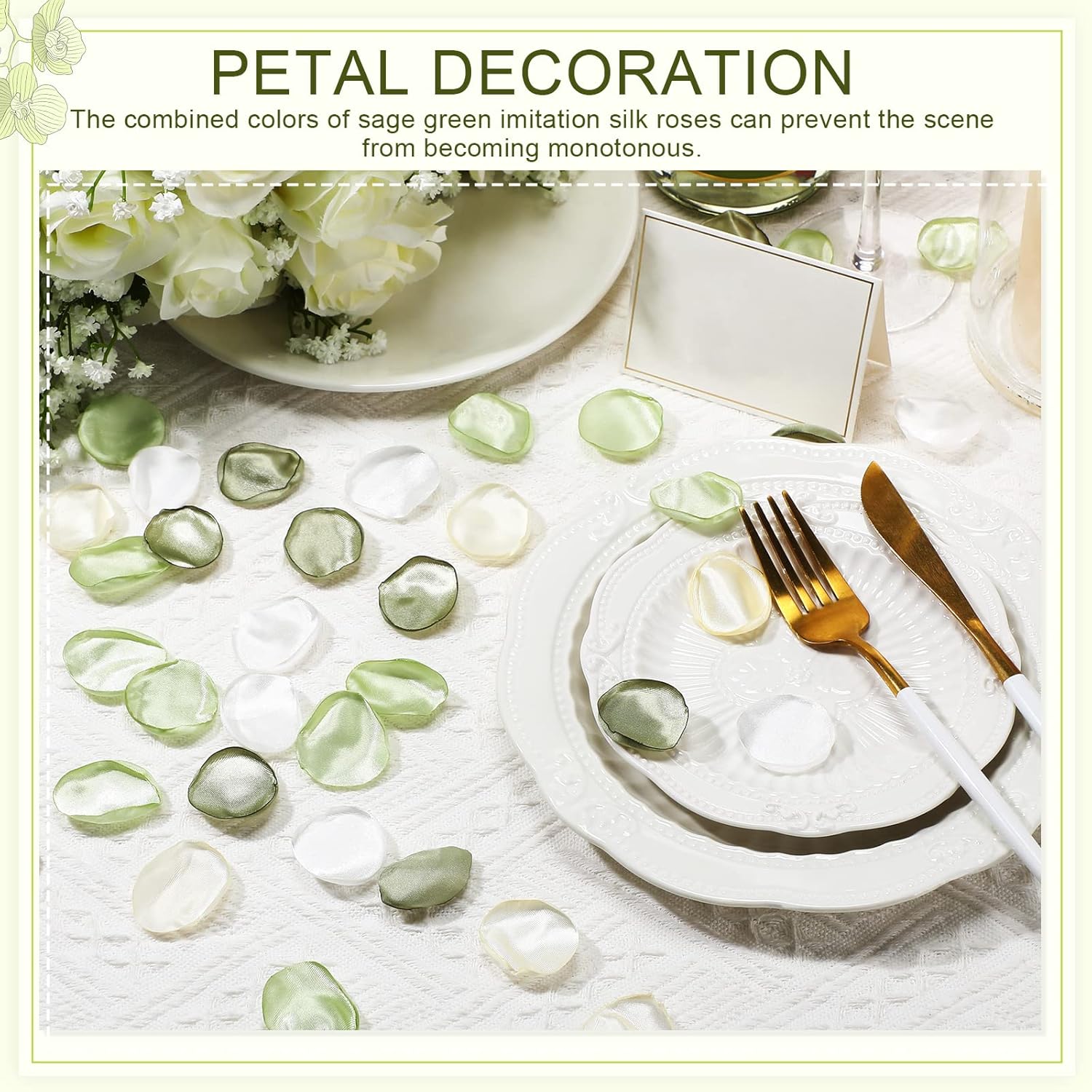 600 Pcs Sage Green Silk Rose Petals Artificial Flower Petals For Wedding Flower Girl Basket Aisle Scatter Dinner Centerpieces Party Bridal Shower Romantic Night Decor