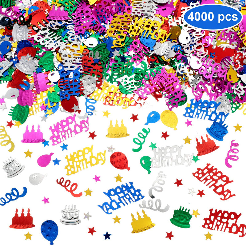 4000 Pieces Happy Birthday Confetti Multi-Color Foil Confetti Birthday