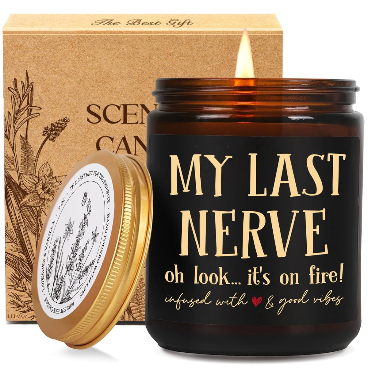 Funny Candle Gifts For Women, My Last Nerve Oh Look Its On Fire Candle, Unique Birthday Christmas Candles Gift For Wife Sister Girlfriend, Friendship Stress Relief Candles Gift For Bestie Coworker102