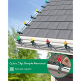 Gutter Light Clips, 100-Count C7 C9 Christmas Clips Outdoor, All-In-One Holiday Hooks For Shingle, Roof, Fence, Tree String Decoration, Weatherproof, Green