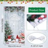 Christmas Gnome Door Cover Decorations Merry Christmas Front Door Cover Winter Snowflake Backdrop Wood Door Banner Photo Booth Props For Christmas Party Decorations
