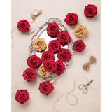 25Pcs Artificial Roses Flowers Fake Roses With Stems Real Touch Foam Flowers For Diy Wedding Bouquet Party Centerpiece Floral Arrangement Party Home Decor(Dark Red)