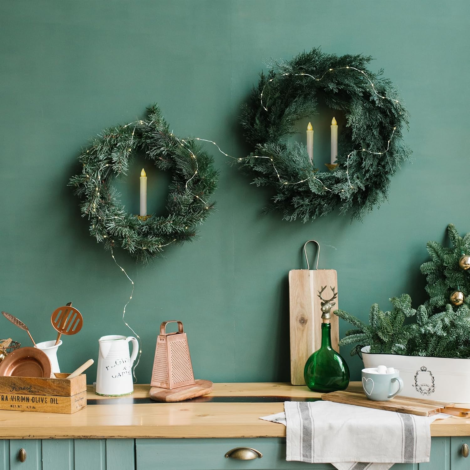 Store 12Pcs White Led Candles Clips And Stakes 6-Inch With Timer Remote Control For Christmas Tree Wreath Table Centerpieces Candle