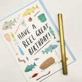 Old English Co. Fishing Happy Birthday Card For Him Her - Fisherman Birthday Card For Brother, Son, Dad, Husband - Sports Birthday Card For Men | Blank Inside Envelope