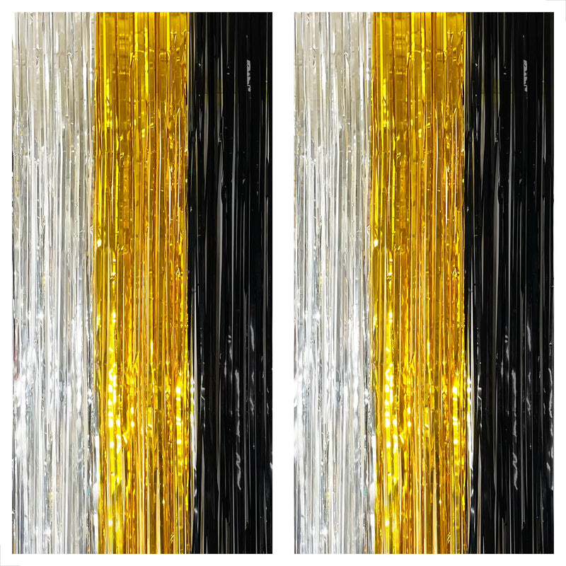 Xtralarge Silver, Black And Gold Fringe - 8X6.4 Feet, Pack Of 2 | Blac