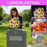 Artificial Cemetery Flowers For Grave,Set Of 2 Artificial Rose Sunflower Bouquet Graveyard Memorial Flowers For Outdoor Grave Decorations ? (Purple)