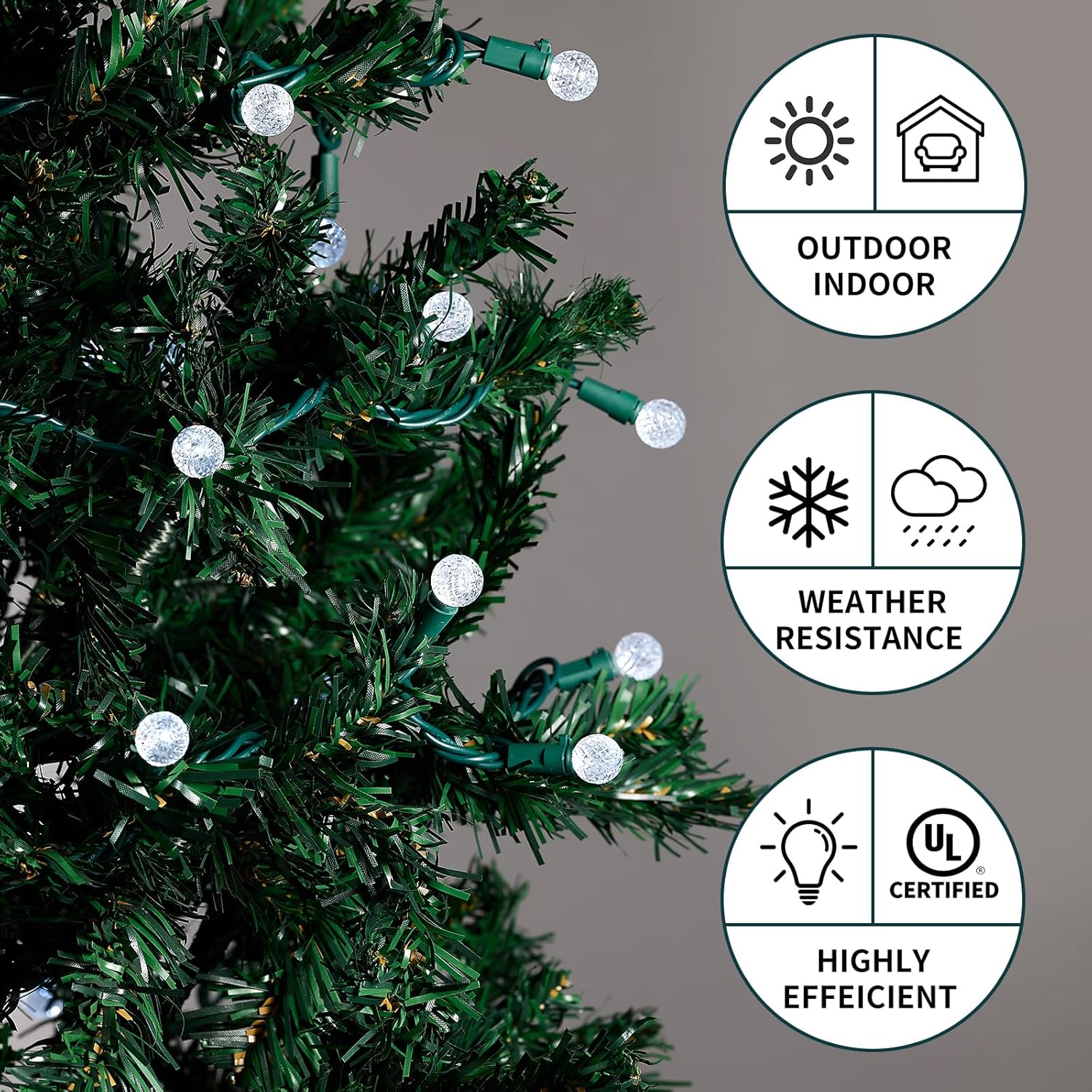 Christmas Lights 70L Green G14 Raspberry Cool White Led Globe String Lights, Total 24.8 Feet,Indoor And Outdoor,Connecta