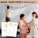 Baby Shower Party Games, Draw Baby Minimal Baby Shower Game, 25 Moon And Stars Gender Reveal Party Games Cards (5" X 7"), Over The Moon Baby Shower Supplies Decorations -08