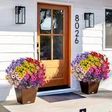 12 Bundles Artificial Flowers For Outdoor Indoor, Faux Flower Daisy With Eucalyptus Leaves Fake Plants Greenery, Garden Home Decor For Boxwood Porch Patio