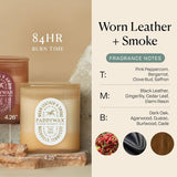 Paddywax Vista Scented Candle with Lid in Reusable Tonal Glass Jar, Clean-Burn 2-Wick Soy Candle with Approx. 84 Hour Burn Time, Decorative Gift Candles for Home, Worn Leather & Smoke, 12 oz