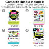 Big Dot of Happiness Through the Decades - 4 50s, 60s, 70s, 80s, and 90s Party Games - 10 Cards Each - Gamerific Bundle