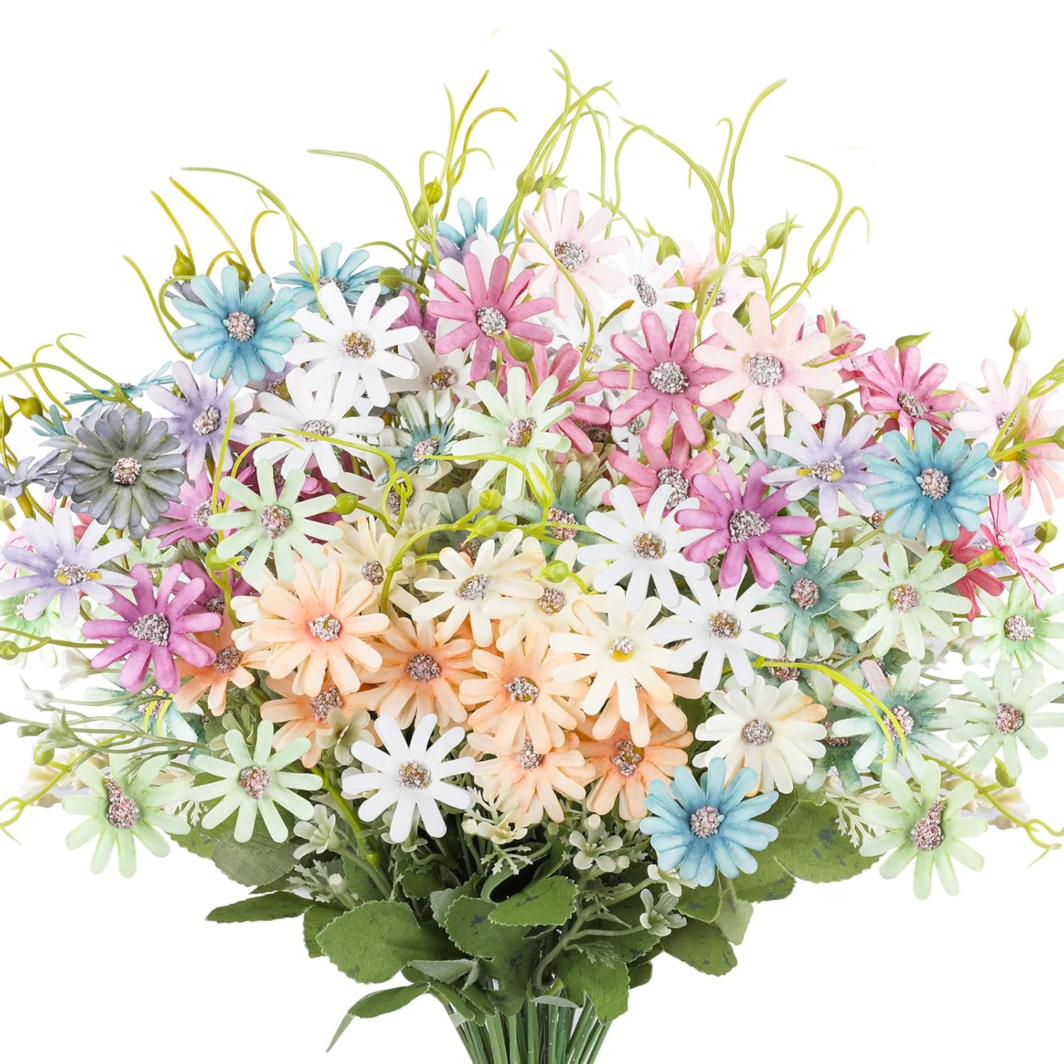 6 Bundles Wildflowers Fake Daisy Outdoor Artificial Flowers Uv Resistant Silk Wild Flower Bouquets Bulk Faux Plants Plastic Greenery For Decoration Vase Floral Spring Home Decor