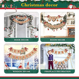 Merry Christmas Banner Xmas Burlap Bunting Garland Christmas Decorations For Fireplace Chimney Wall Tree Party Indoor Outdoor Party Office Classroom(Flaxen)
