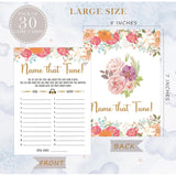Boho Floral Name That Tune Game, Pack Of 30 Game Cards, Baby Shower Games, Gender Neutral Boy Or Girl, Fun Baby Games And Activity - Gn30