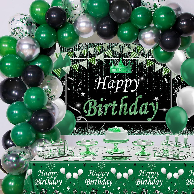 Birthday Decorations For Men Women, Green Black Birthday Party Decorat