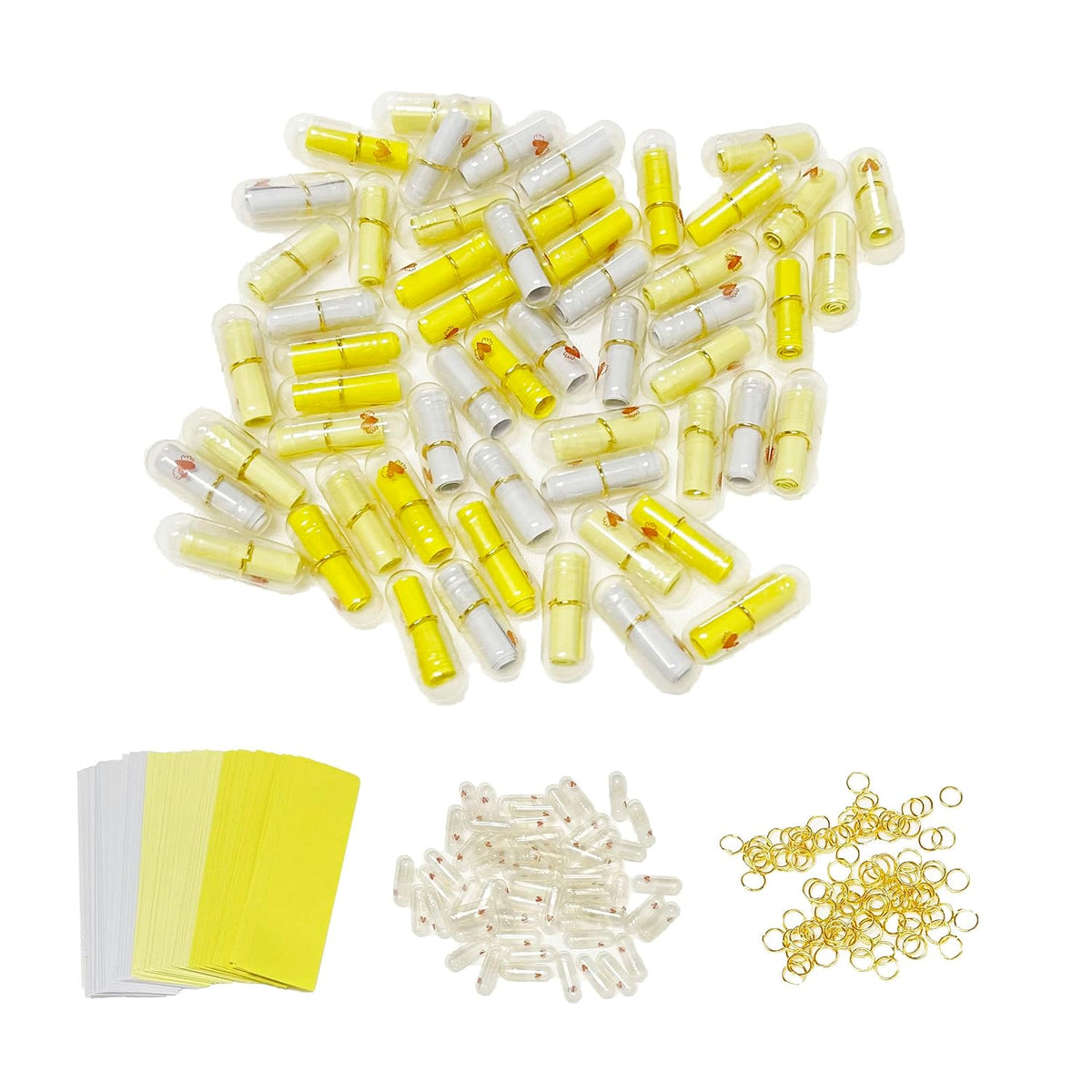 Capsule Letters Message, 100Pcs Lovely Mini Pill Shaped Message Capsule Letter, Capsule Letters Message Friendship Gift (Gradient Yellow)