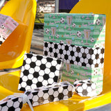 Reversible Soccer Wrapping Paper For Kids Boys - 17 Inch X 33 Ft - Goal & Trophies Design Sports Gift Wrap Paper For Teens Birthday Party Holiday Soccer Fans
