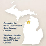 Sleeping Bear Twilight Soy Candle – Michigan Collection – Hand-Poured In Usa, Sage, Oakmoss, Amber, And Citrus, Brass Tin With Lid, 6.5 Oz