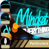 Mindset Is Everything Neon Sign USB Dimmable LED Wall Light for Office Gym Classroom Bedroom Decor