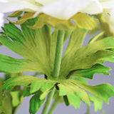 5Pcs Artificial Anemone Full Blooming Flower Bushes With Green Foliage For Mother'S Day Or Decoration For Home, Restaurant, Office & Wedding (White)
