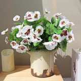 6Pcs Uv Resistant Artificial Flowers Artificial Pansy Bushes Faux Plastic Flower Fake Plants Indoor Outdoor Home Garden Decoration (White)