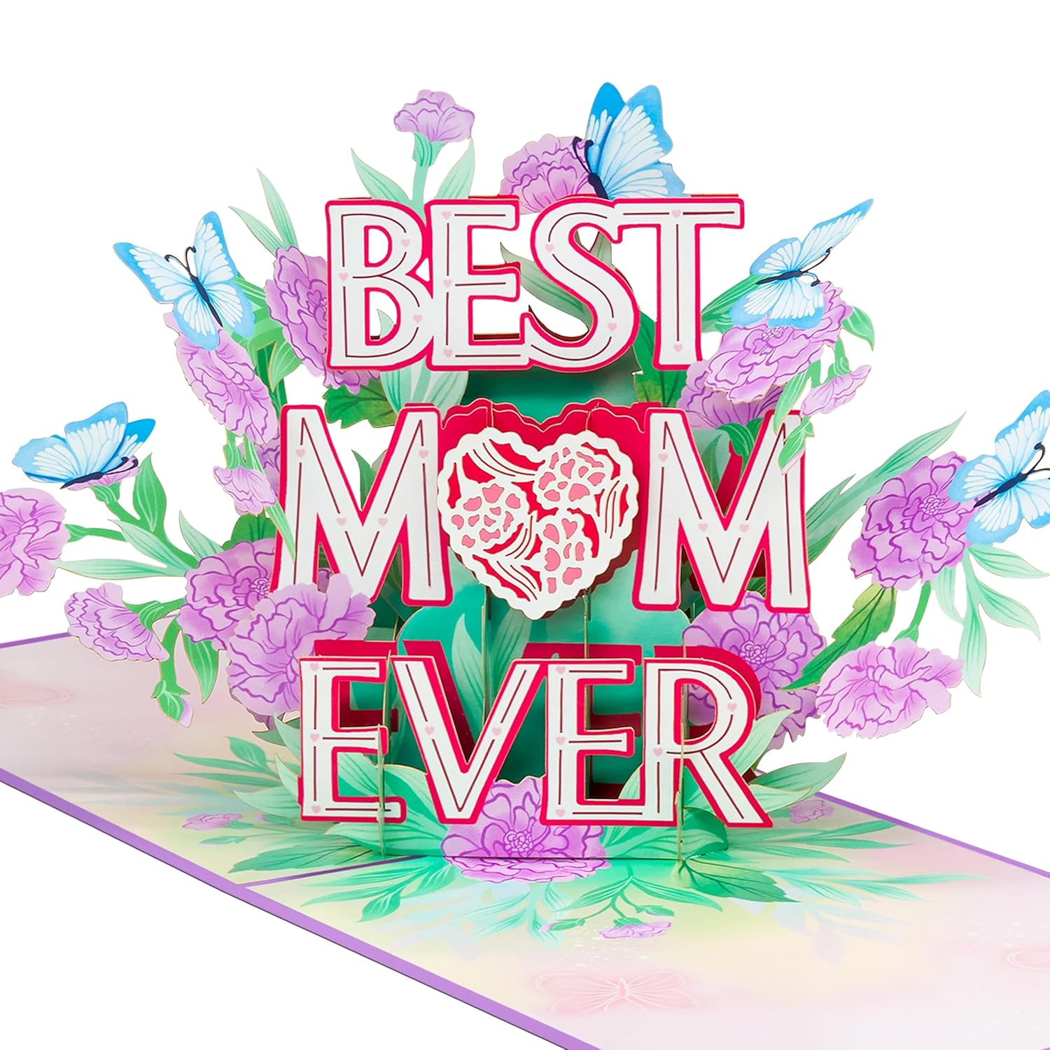 Best Mom Ever Pop Up Cards, Carnations, 3D Greeting Cards, Gift For Birthday, Mothers Day, Anniversary, Valentines Day, Mom, Stepmom, Mother In Law, 5X7 - Includes Envelope And Message Note