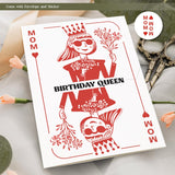 Mothers Birthday Day Greeting Cards Birthday Queen, Envelope And Sticker