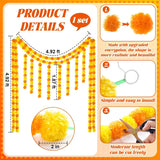 1 Set Artificial Marigold Flower Strands Tassel Garland For Diwali 5 Feet Long Strands, Garland Diwali Decorations For Home, Christmas Indian Day Of The Dead Wedding Decor (Beaded Style)