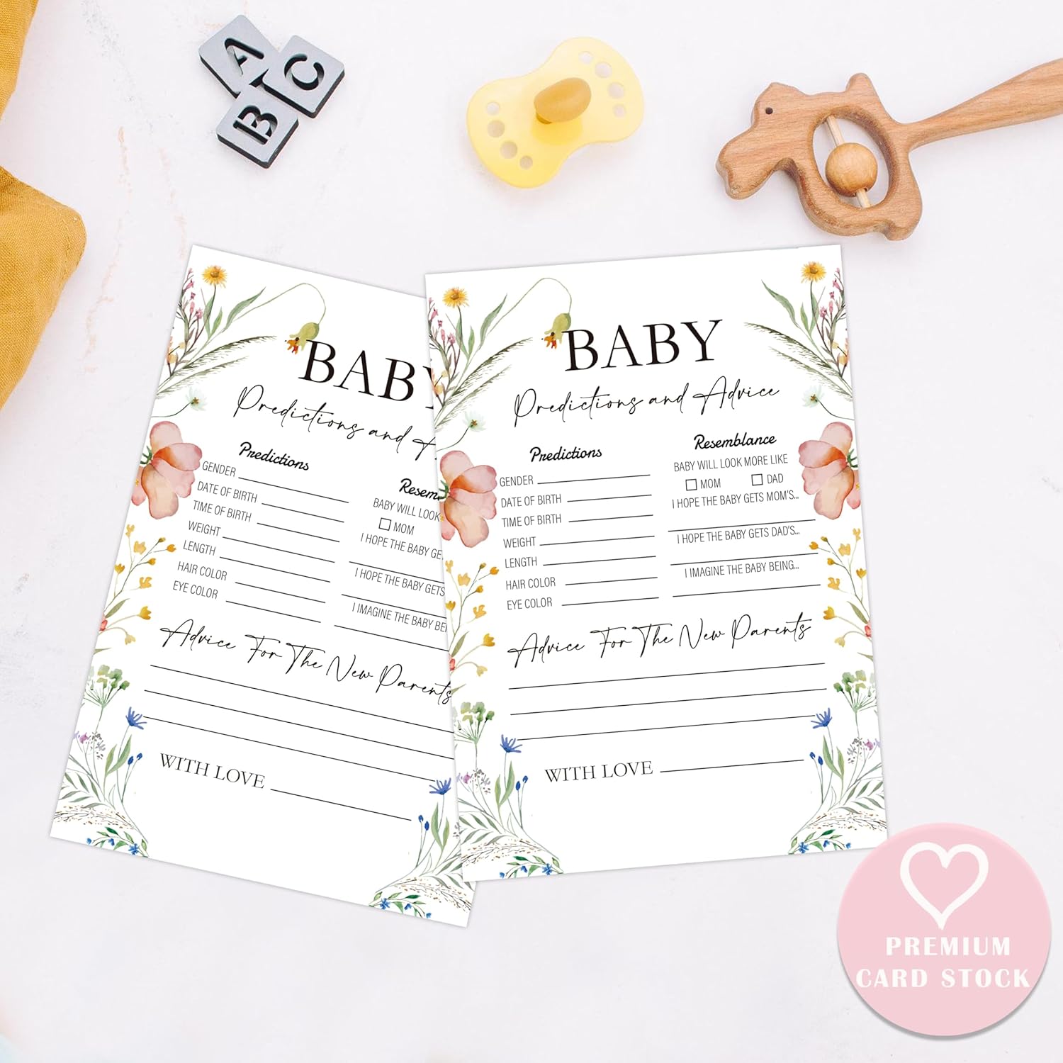 Boho Wildflower Baby Predictions And Advice Cards, Baby Shower Game, Pack Of 30 Game Cards, Gender Neutral Boy Or Girl, Fun Baby Game And Activity - Fa12