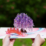 Frndly By 3D Wisteria Tree Pop Up Valentines Day Card, Gift For Valentines Day, Mothers Day, Birthday, Wedding, Anniversary, All Occasion - Handcrafted, 100% Recycled And Eco-Friendly, 8" X 6" Cover - Includes Envelope And Note Tag
