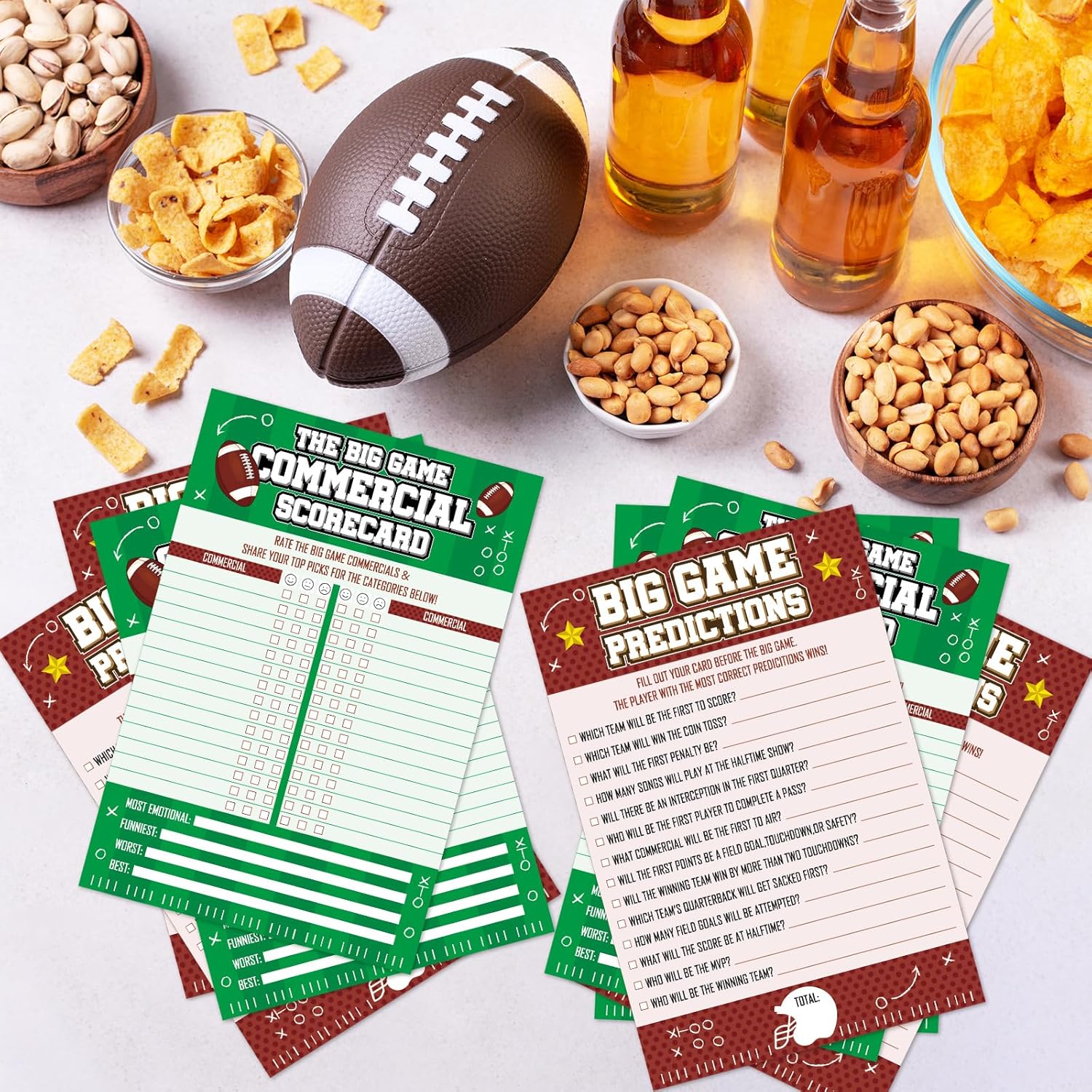 20 Pcs Football Game Cards For Football Theme Party Decorations Activity Duo Games Rugby Cards Set Cards Big Game Prediction Card The Big Games Commercial Scorecard Two-Player Sports Party Supplies