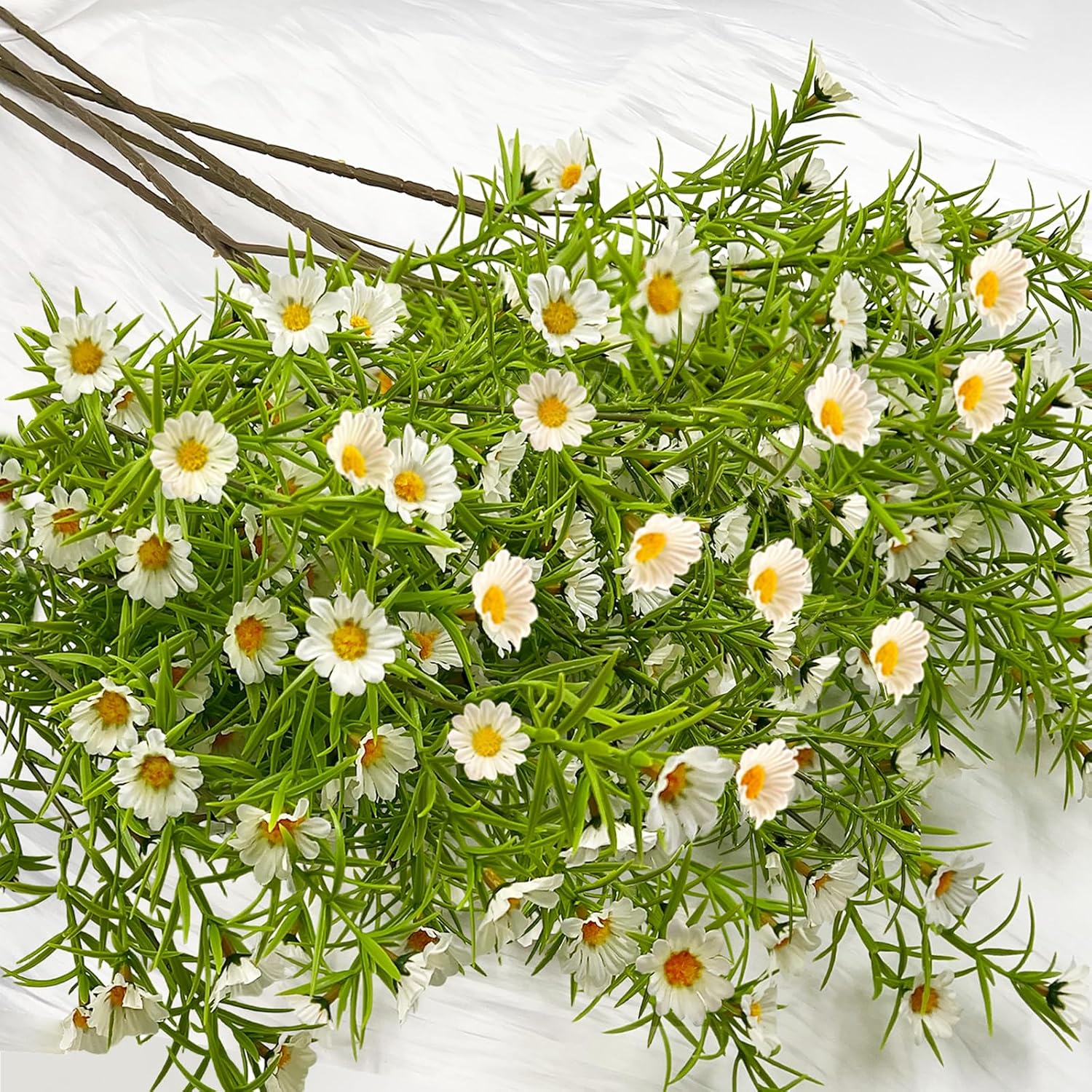 192 Blooms Artificial Daisy Flowers, 6Pcs 27.5 Inch Tall Realistic White Daisy Artificial Flowers, Fake Daisies For Vase, Wedding Home Party Decor