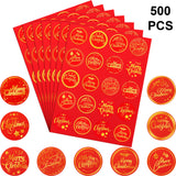 500 Pieces Merry Christmas Round Label Stickers - Gold Foil Envelope Stickers For Cards, Gift Envelopes, Boxes, Bag Sealing And Decorations