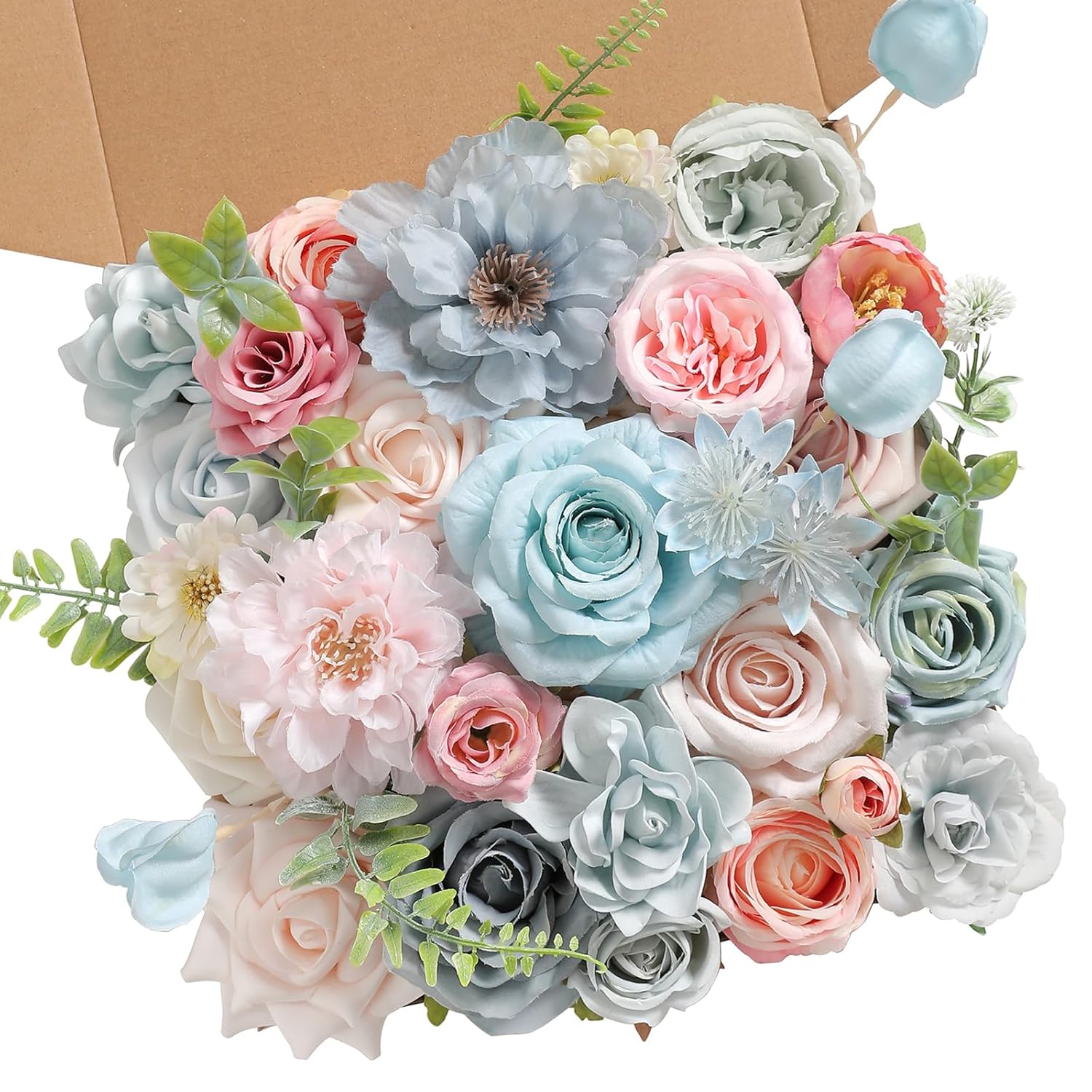 Artificial Flowers Roses Fake Flowers With Stems Blue Pink Artificial Flowers For Diy Bridal Bouquets Faux Flowers Centerpieces For Table Home Decor