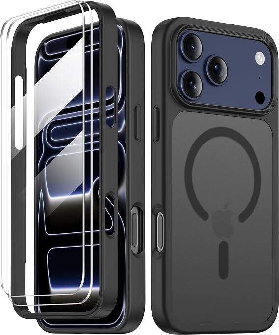 Crystal Clear Magnetic Phone Case with Stand Orange Accent for Apple iPhone 18 Pro Max and iPhone 17 Pro Max