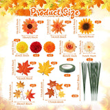 87 Pcs Artificial Thanksgiving Flowers Bouquets Fall Chrysanthemums Ball Flowers Maple Leaf Sunflower Head Accessories For Thanksgiving Diy Wreath Floral Arrangements Table Centerpiece Decor