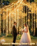 552FT 1400 LED Warm White String Lights Outdoor Waterproof Extra Long Fairy Lights Plug In with Timer Memory Function 8 Lighting Modes Dimmable for Trees Wedding Party Garden Decor