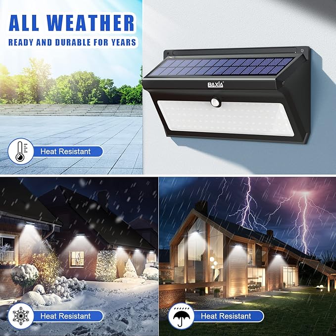 4 Pack 100 LED Solar Motion Sensor Lights 2000LM Waterproof Wireless Security Wall Lights