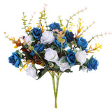 Artificial Flowers,2 Packs Of Artificial Roses.24 Little Rose Silk Flowers. Plastic Flowers,Plants For Home Hotel Wedding Christmas Tables Decorations.Cemetery Flowers Dark Blue