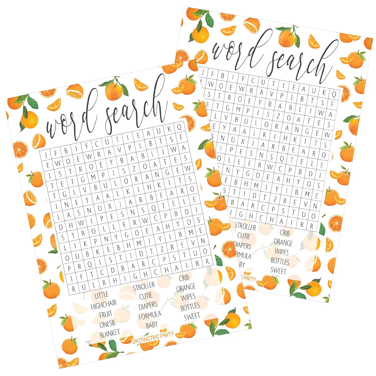 Orange Little Cutie Baby Shower Game – Word Search Party Activity – 20 Cards – Orange You Curious Gender Reveal Game For Citrus Themed Baby Shower Decorations And Party Supplies