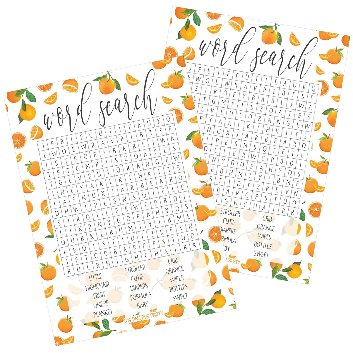 Orange Little Cutie Baby Shower Game – Word Search Party Activity – 20 Cards – Orange You Curious Gender Reveal Game For Citrus Themed Baby Shower Decorations And Party Supplies