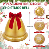 2 Pcs Giant Inflatable Christmas Balls With Bows - 22 Inch Outdoor Jingle Bells Pvc Xmas Ornaments For Garden Yard Patio