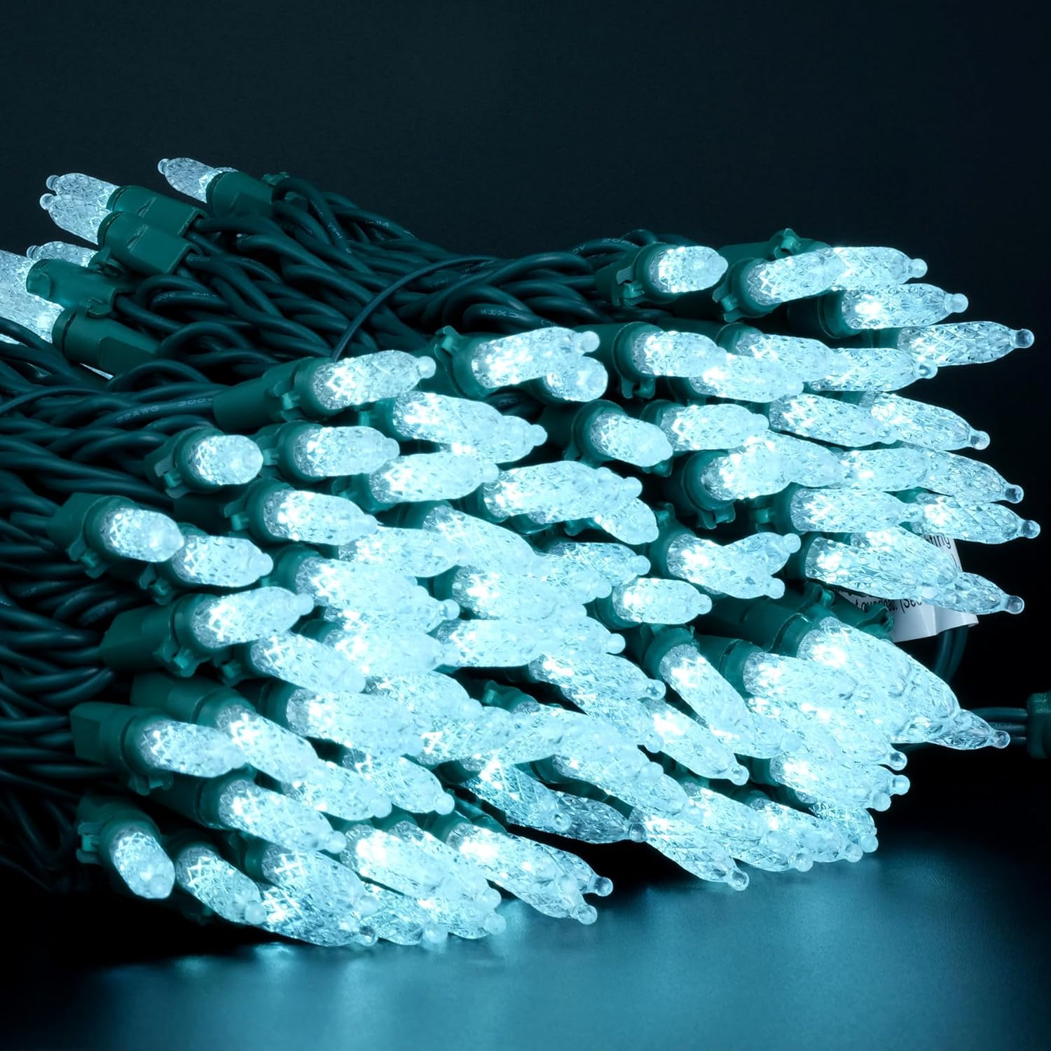 Cool White Faceted Led Christmas Lights 200 Count 50 Ft, Pack Of 2 Strands 25 Ft 100 Lights Ul Certified Commercial Grad