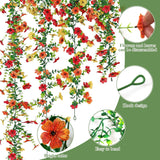 2 Pack Artificial Flowers Garland Ivy,Spring Summer Decor Uv Resistant Fake Daisy Vines Floral Vine Silk Hanging Flower For Decor Home Garden Wedding Photo Booth Backdrop (Red Orange Yellow)